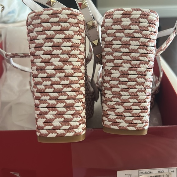 Valentino ROCKSTUD SILK TORCHON WEDGE SANDAL 115MM - Picture 11 of 14